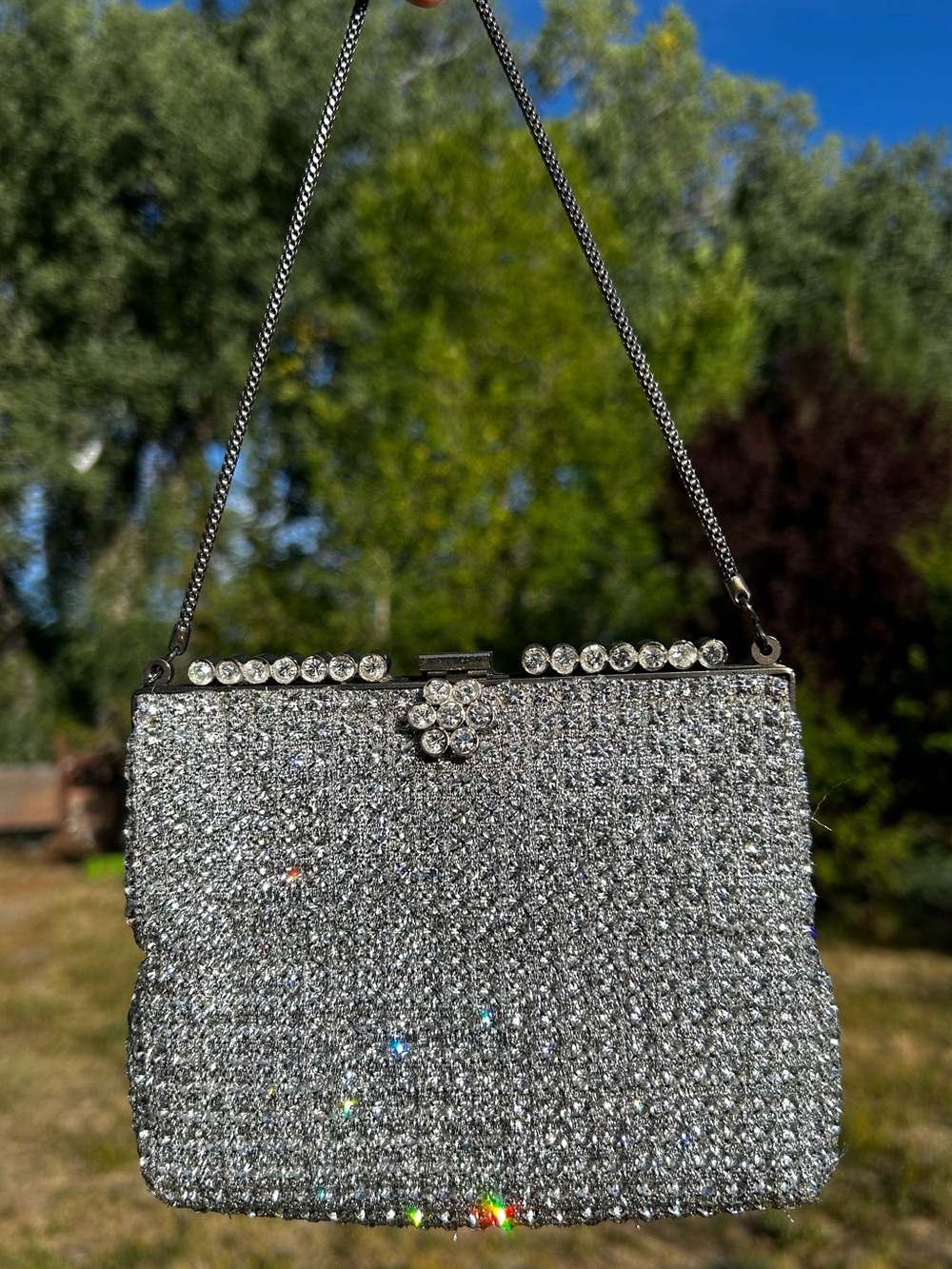 Small 1950s Vintage WALBORG Rhinestone Crystal Handbag - Hong Kong